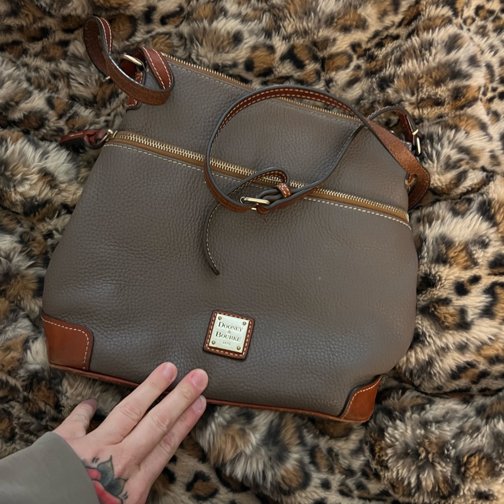 Dooney & Bourke Taupe and Brown Shoulder Bag